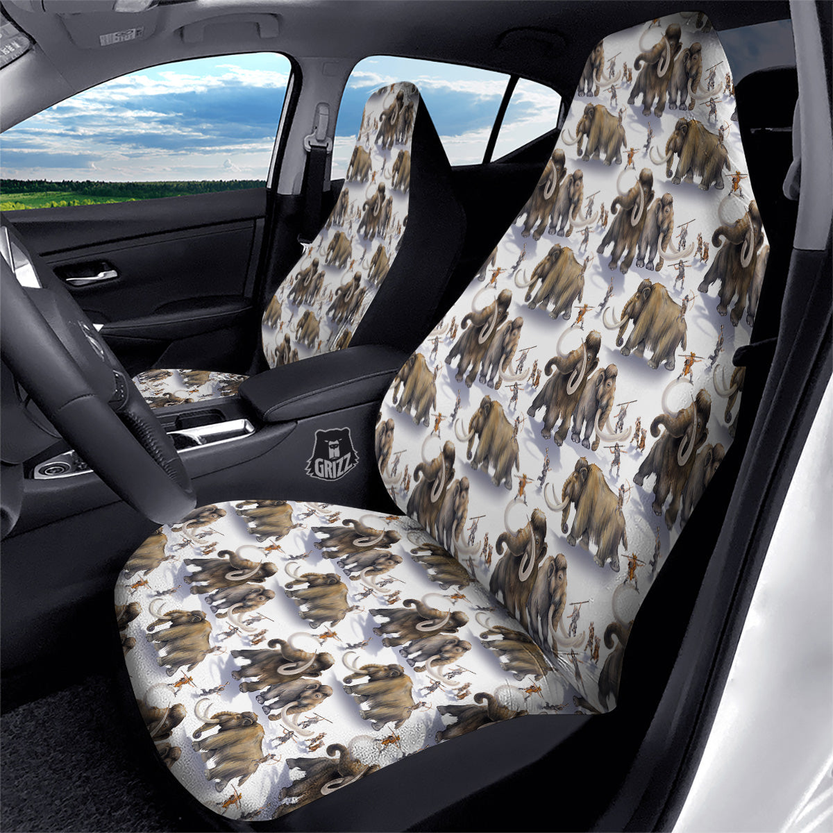 Hunting Mammoth Print Pattern Car Seat Covers-grizzshop