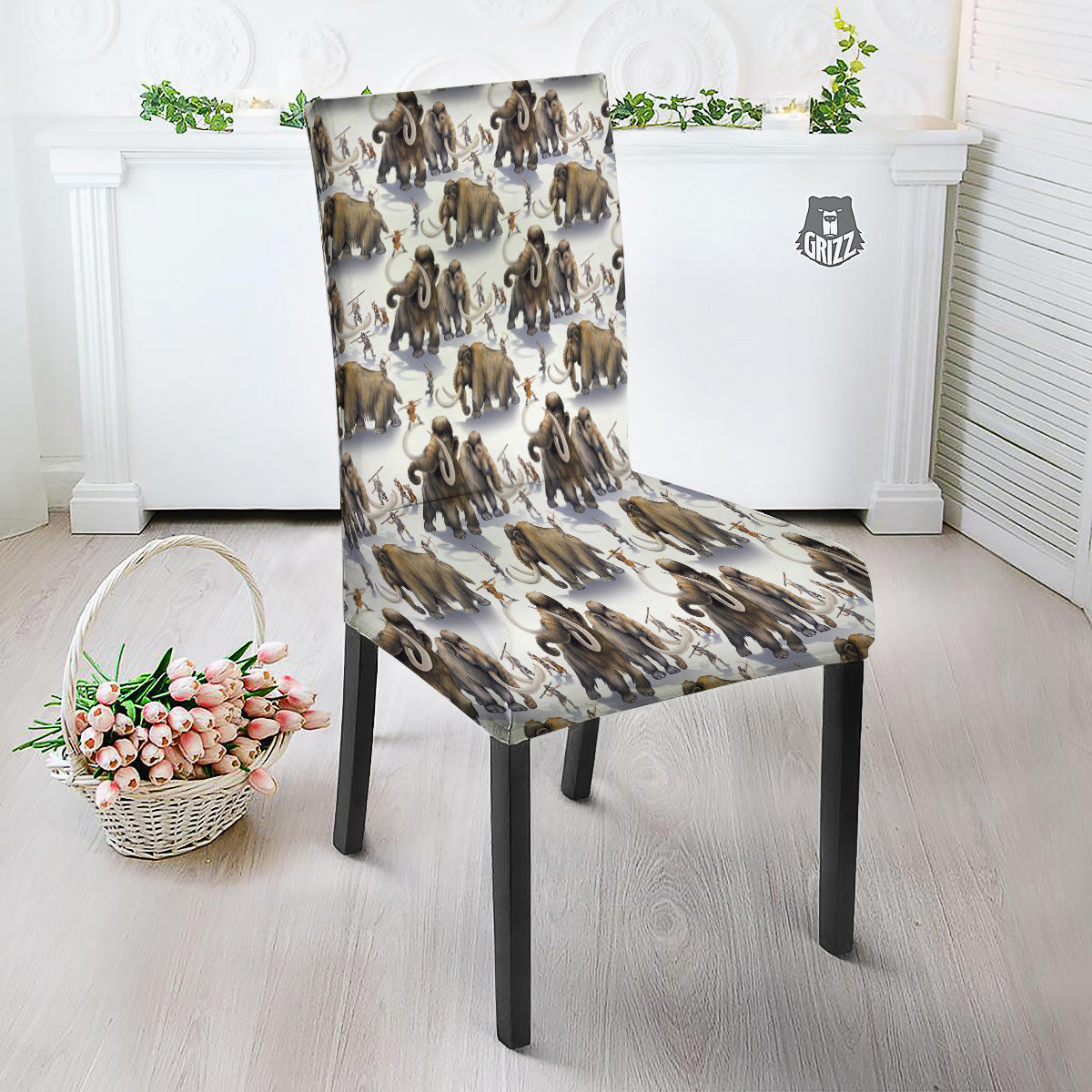Hunting Mammoth Print Pattern Dining Chair Slipcover-grizzshop