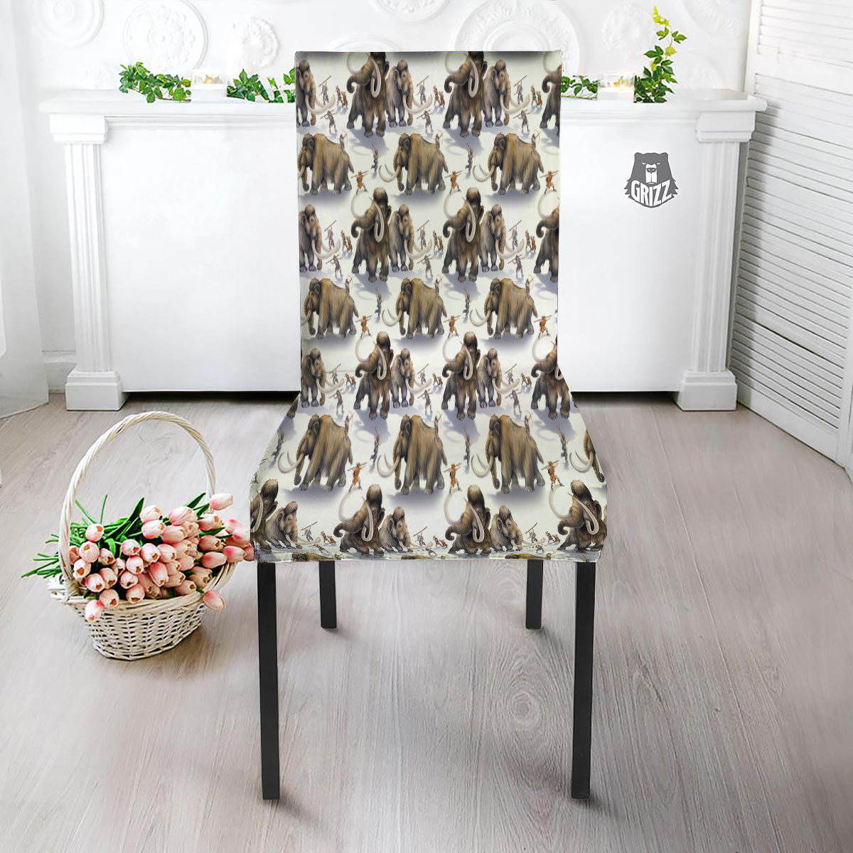 Hunting Mammoth Print Pattern Dining Chair Slipcover-grizzshop