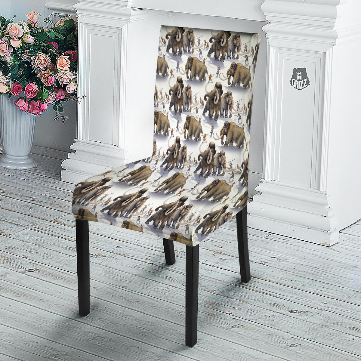 Hunting Mammoth Print Pattern Dining Chair Slipcover-grizzshop