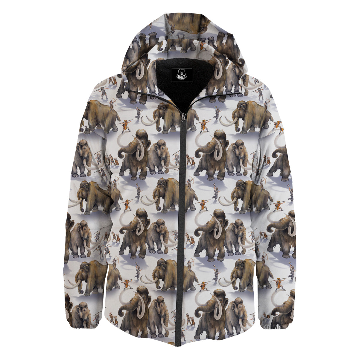 Hunting Mammoth Print Pattern Down Jacket-grizzshop
