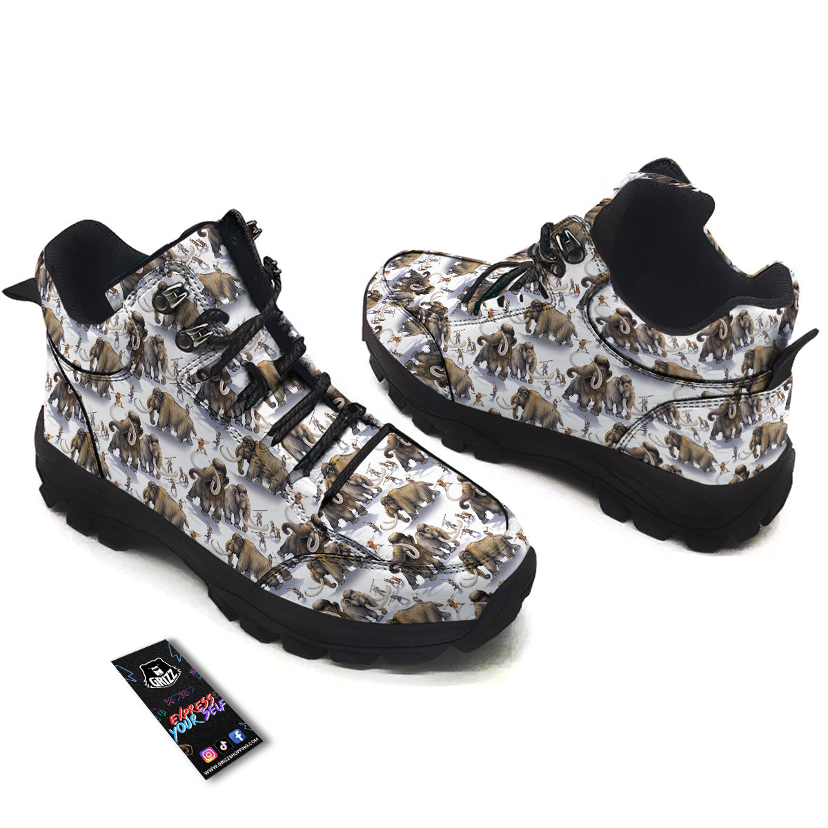 Hunting Mammoth Print Pattern Hiking Shoes-grizzshop