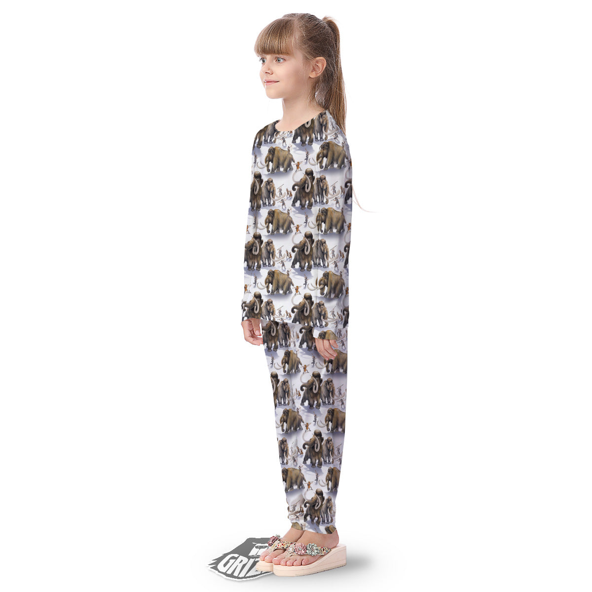 Hunting Mammoth Print Pattern Kid's Pajamas-grizzshop
