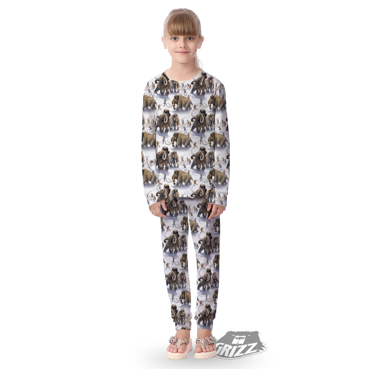 Hunting Mammoth Print Pattern Kid's Pajamas-grizzshop