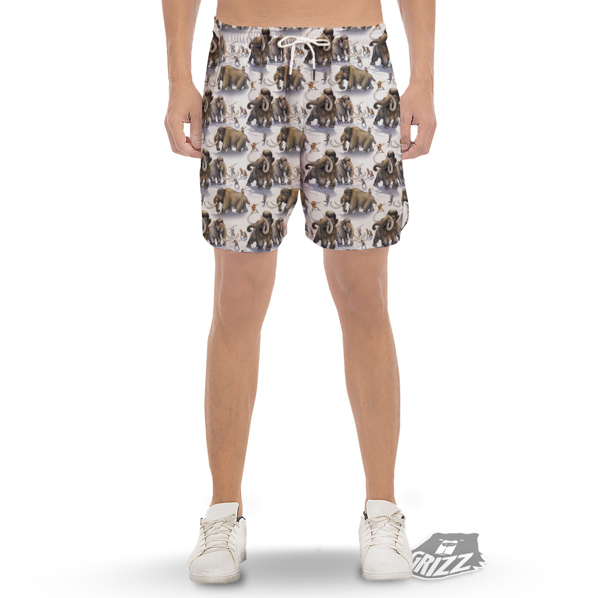 Hunting Mammoth Print Pattern Men's Gym Shorts-grizzshop