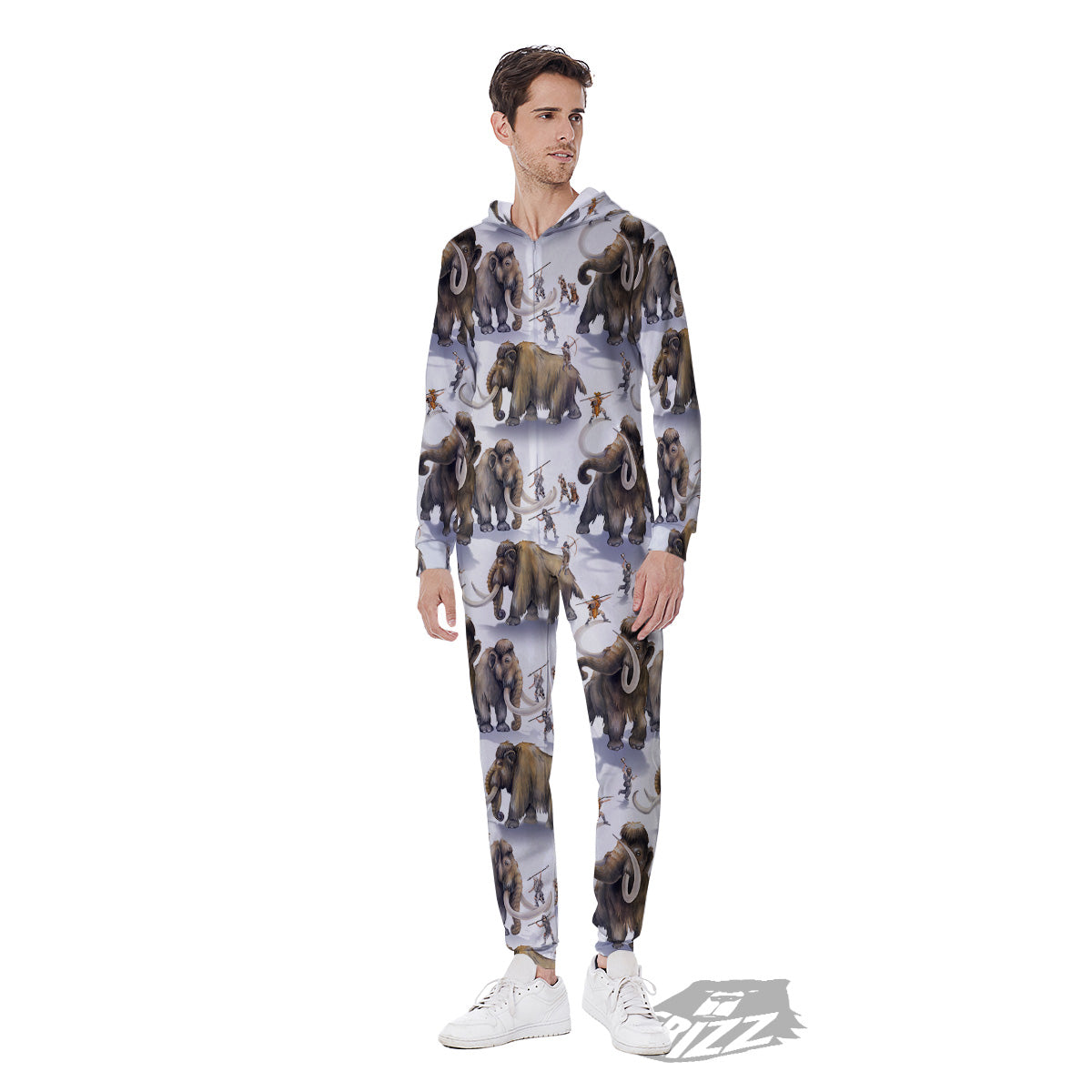 Hunting Mammoth Print Pattern Men's Jumpsuit-grizzshop