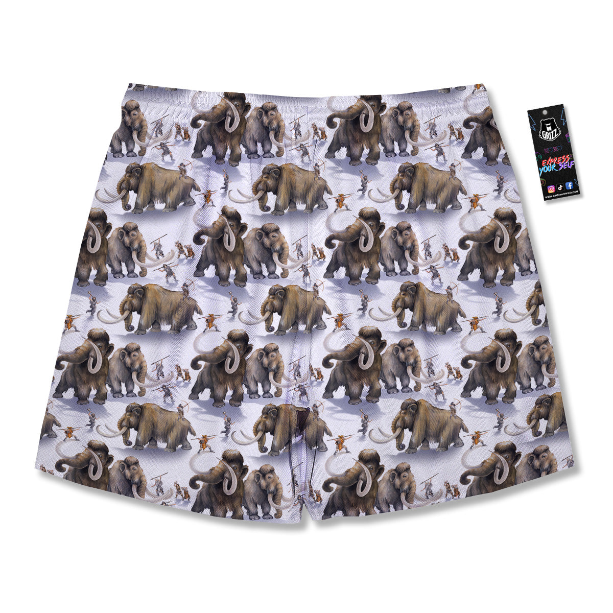 Hunting Mammoth Print Pattern Men's Running Shorts-grizzshop