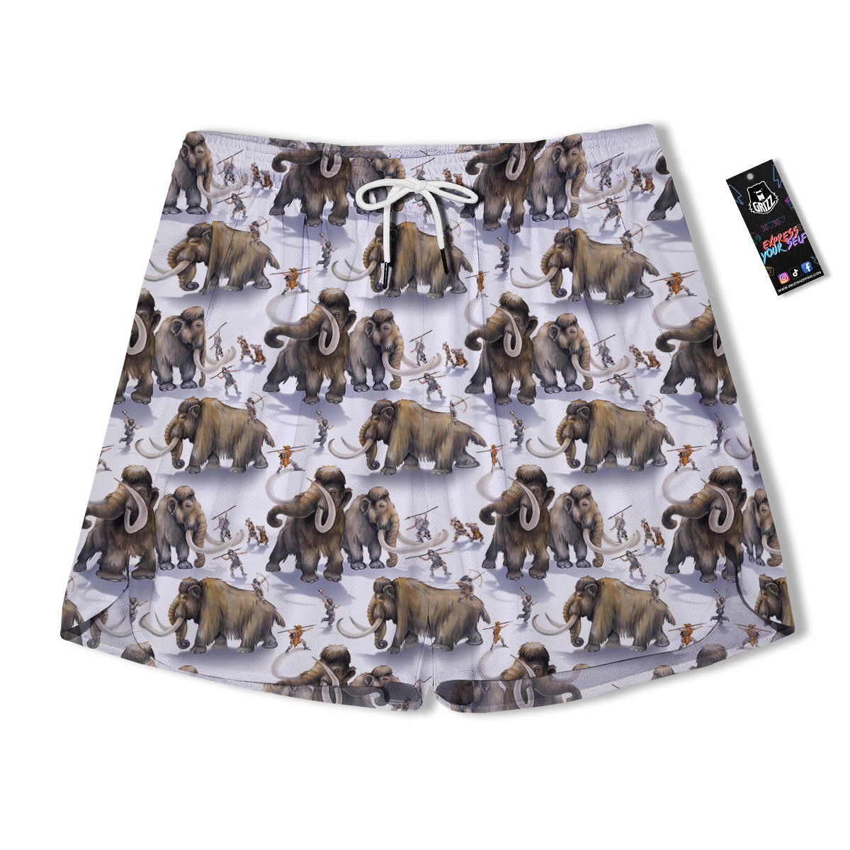 Hunting Mammoth Print Pattern Men's Running Shorts-grizzshop