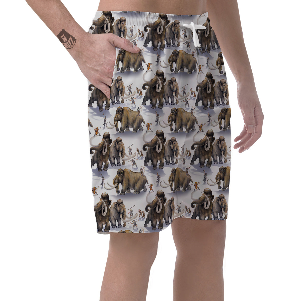 Hunting Mammoth Print Pattern Men's Shorts-grizzshop
