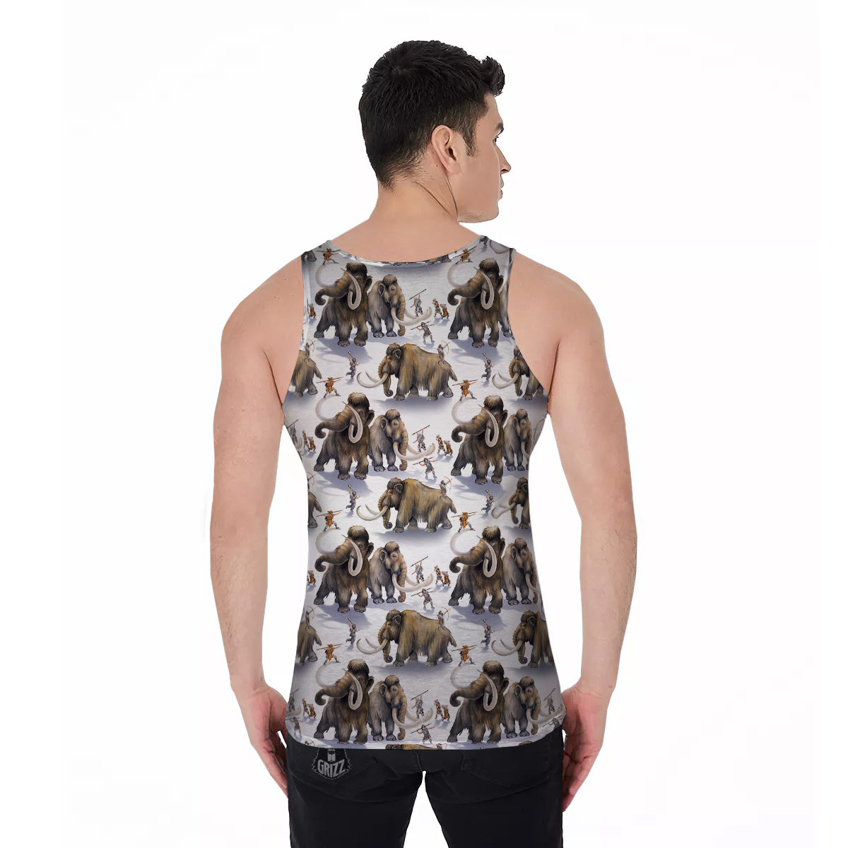 Hunting Mammoth Print Pattern Men's Tank Top-grizzshop