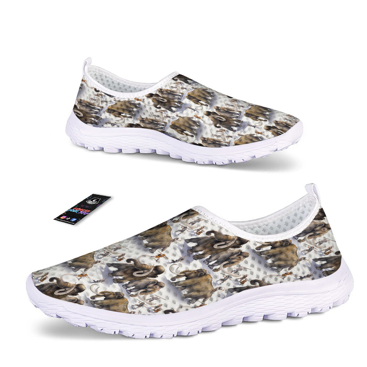 Hunting Mammoth Print Pattern Nurse Shoes-grizzshop