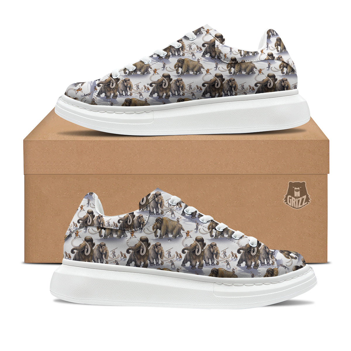 Hunting Mammoth Print Pattern Platform Shoes-grizzshop