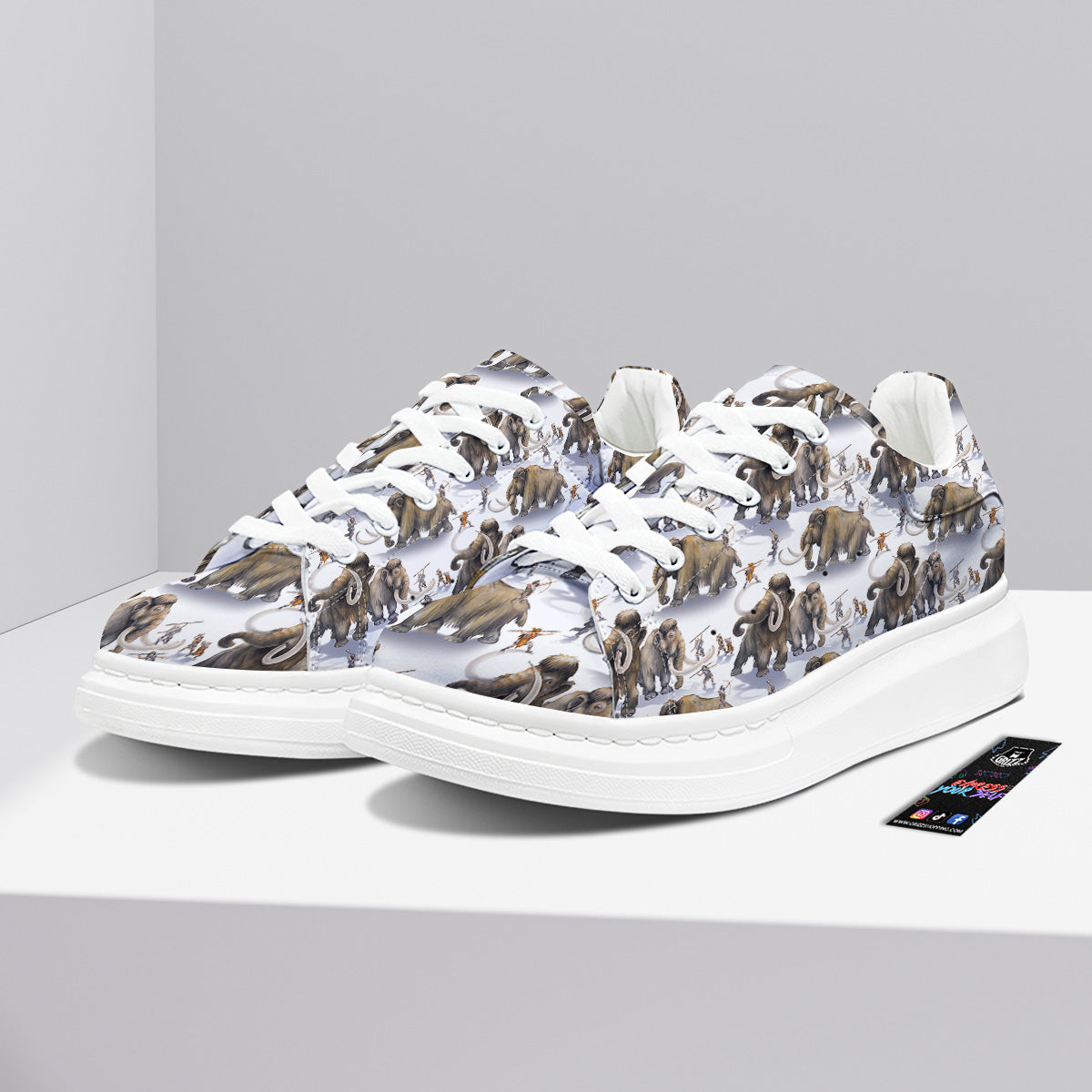 Hunting Mammoth Print Pattern Platform Shoes-grizzshop