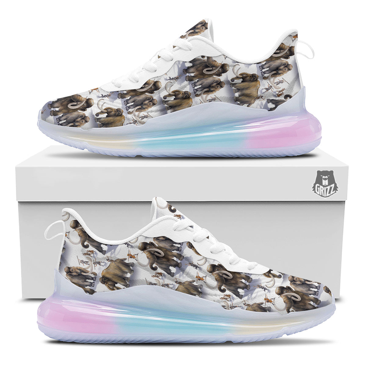 Hunting Mammoth Print Pattern Running Sneakers-grizzshop