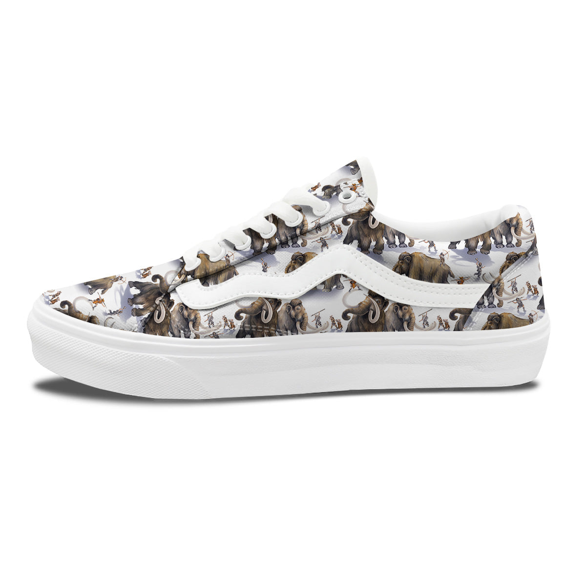 Hunting Mammoth Print Pattern Skate Shoes-grizzshop