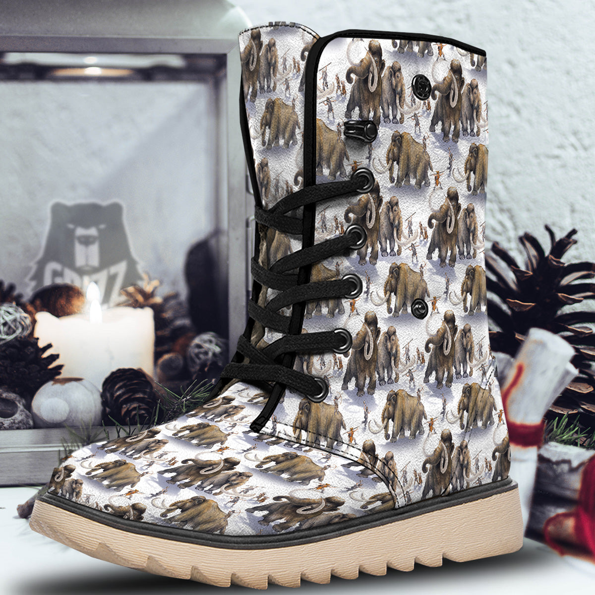 Hunting Mammoth Print Pattern Snow Boots-grizzshop