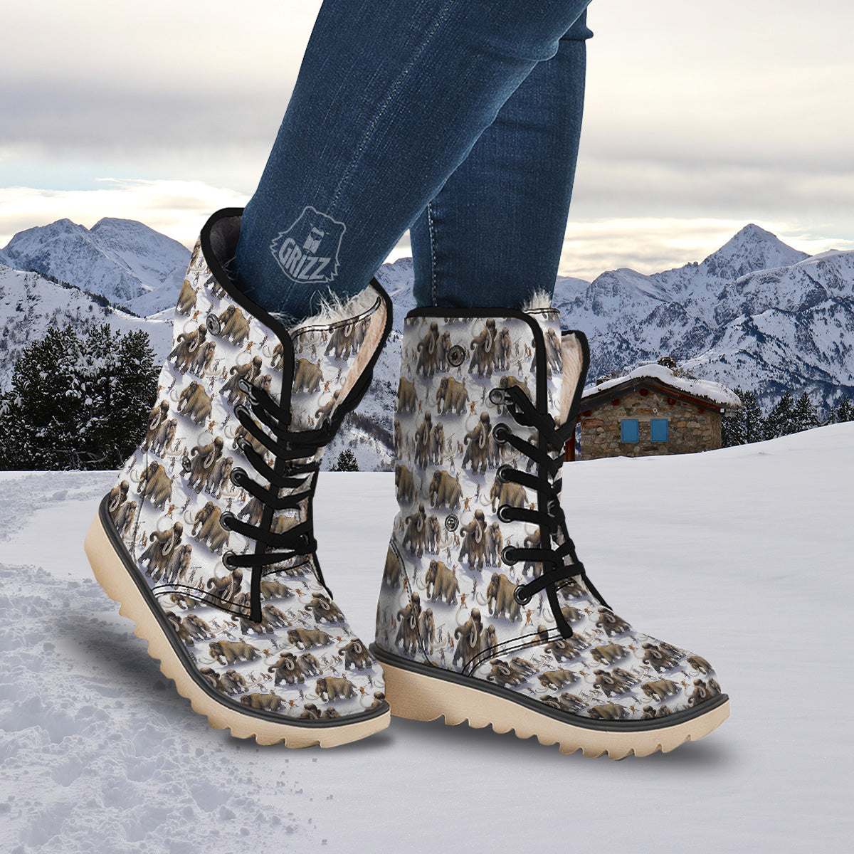 Hunting Mammoth Print Pattern Snow Boots-grizzshop