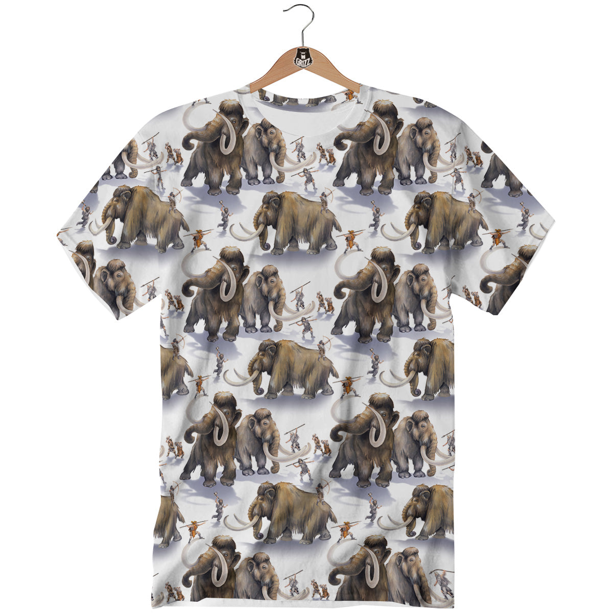 Hunting Mammoth Print Pattern T-Shirt-grizzshop