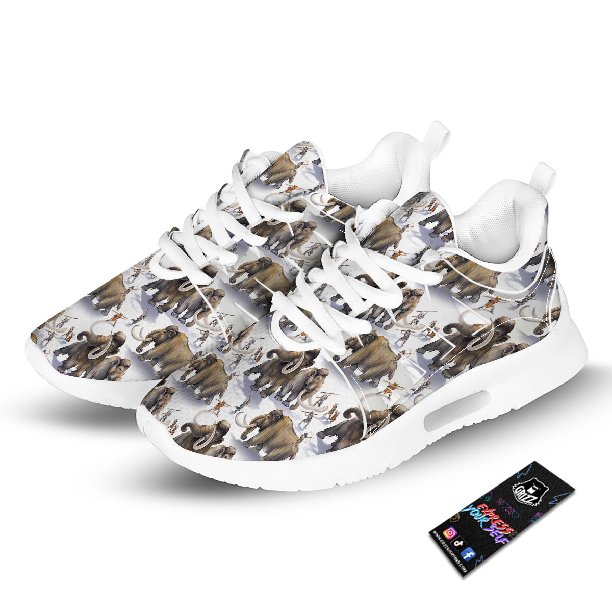 Hunting Mammoth Print Pattern Tennis Shoes-grizzshop