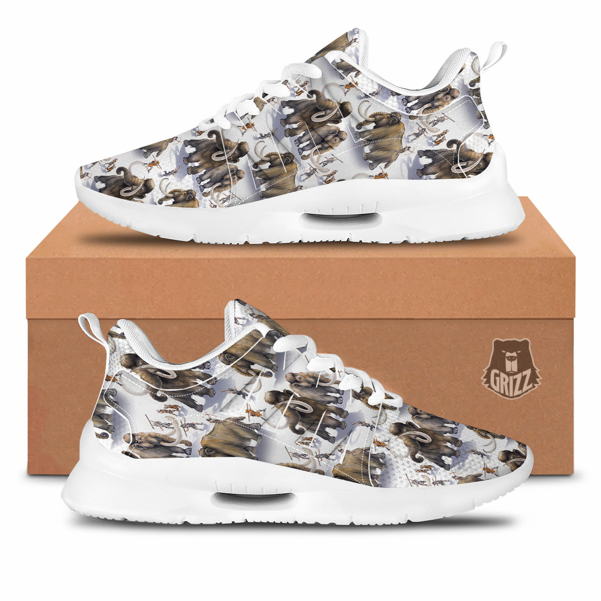 Hunting Mammoth Print Pattern Tennis Shoes-grizzshop