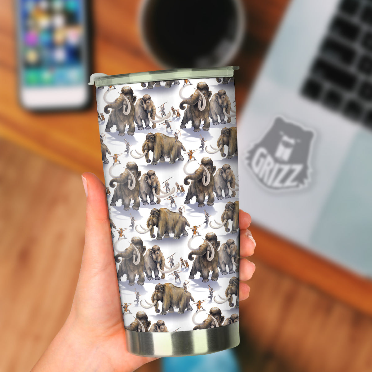 Hunting Mammoth Print Pattern Tumbler-grizzshop