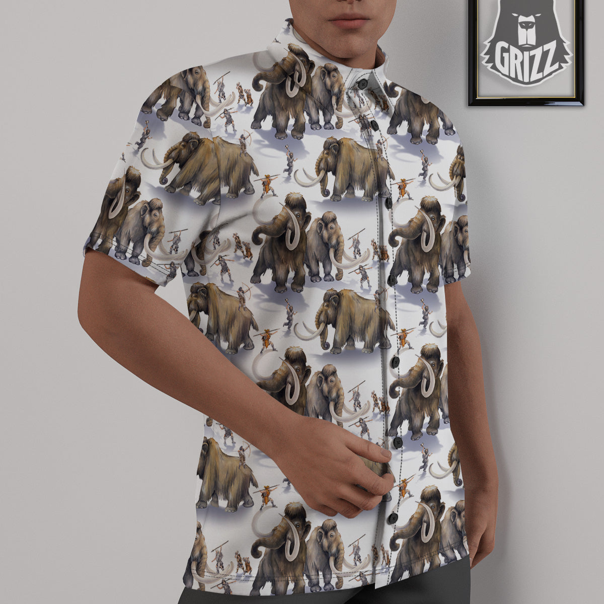 Hunting Mammoth Print Pattern Untucked Shirts-grizzshop