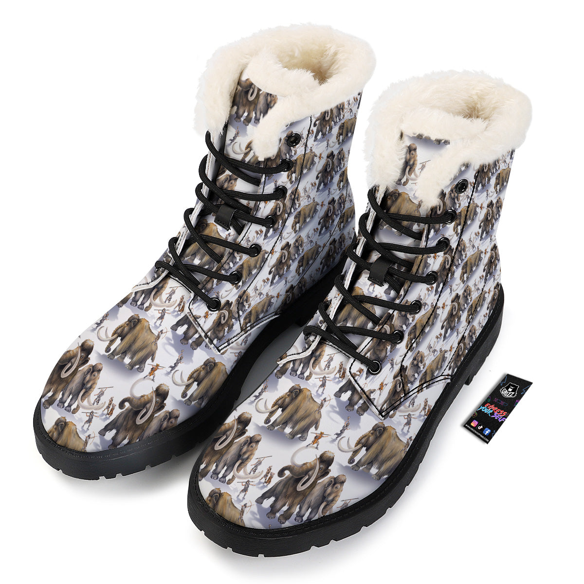 Hunting Mammoth Print Pattern Winter Boots-grizzshop