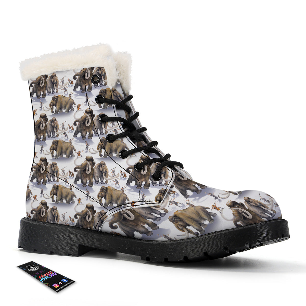 Hunting Mammoth Print Pattern Winter Boots-grizzshop