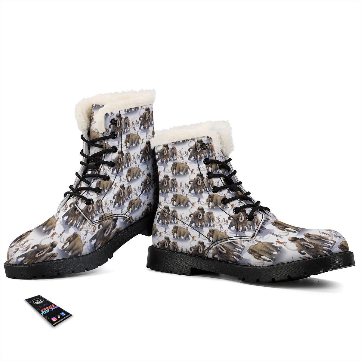 Hunting Mammoth Print Pattern Winter Boots-grizzshop