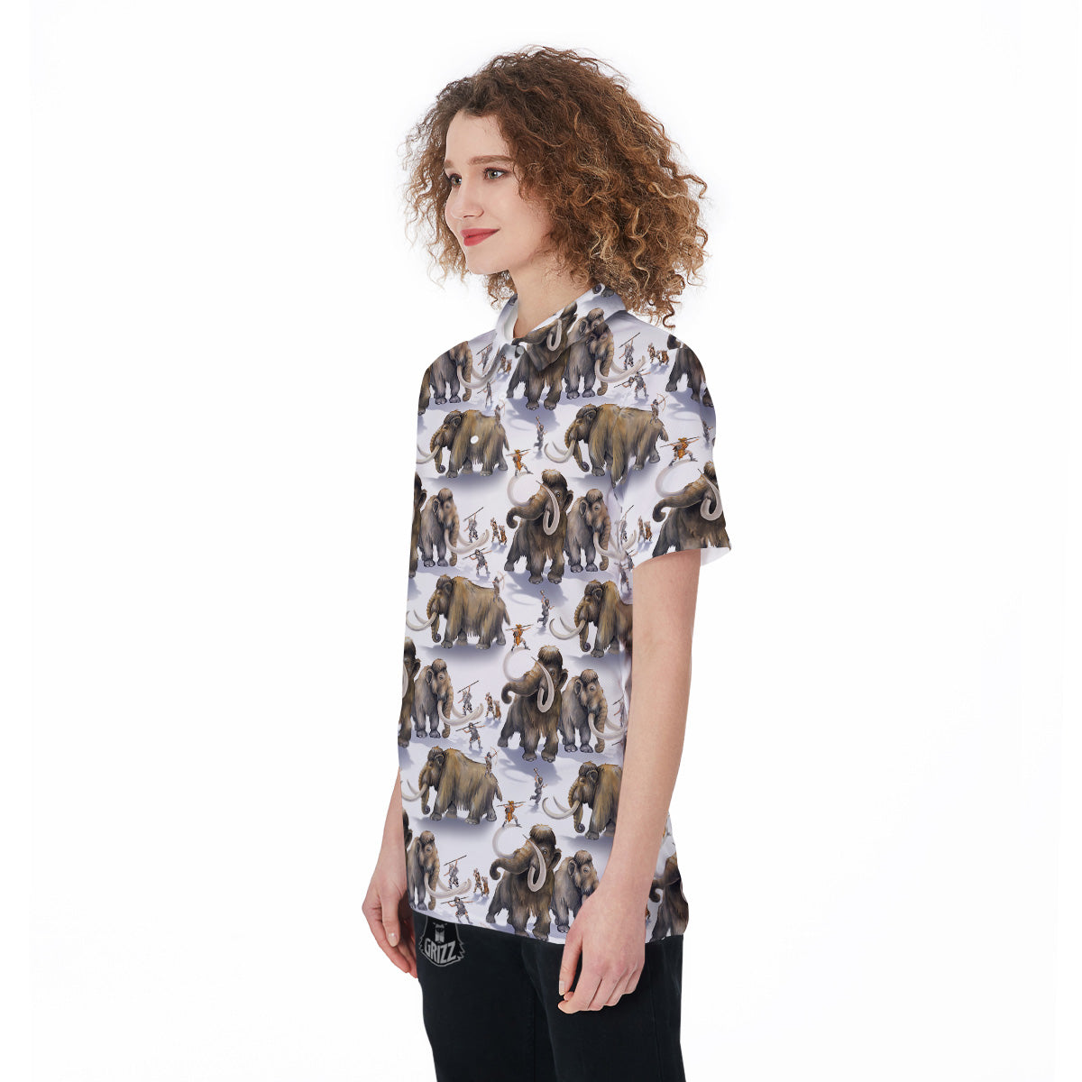 Hunting Mammoth Print Pattern Women's Golf Shirts-grizzshop