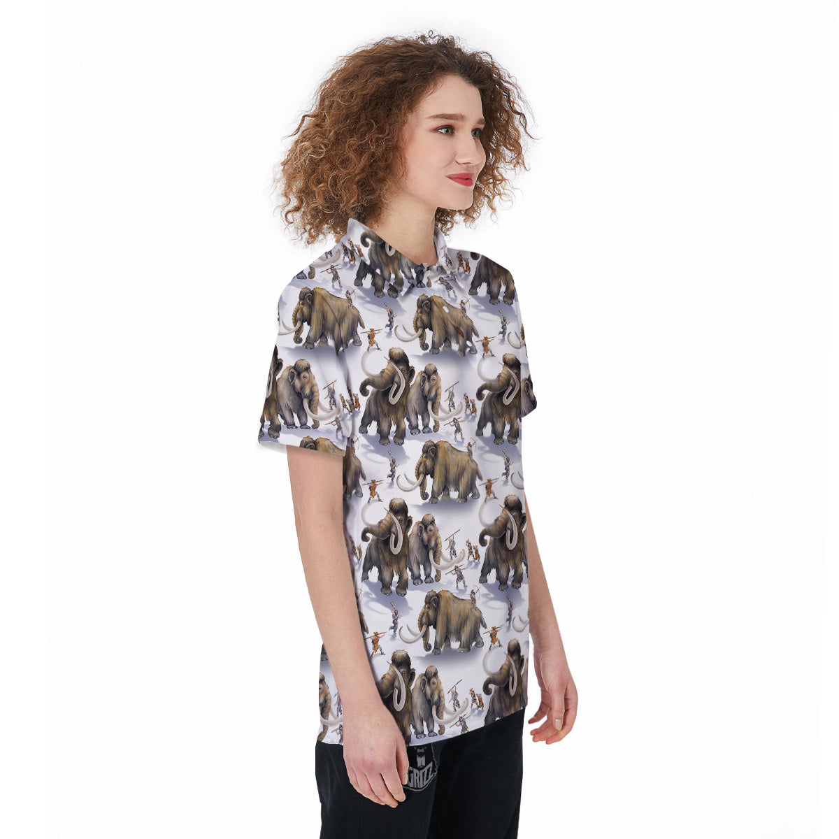 Hunting Mammoth Print Pattern Women's Golf Shirts-grizzshop
