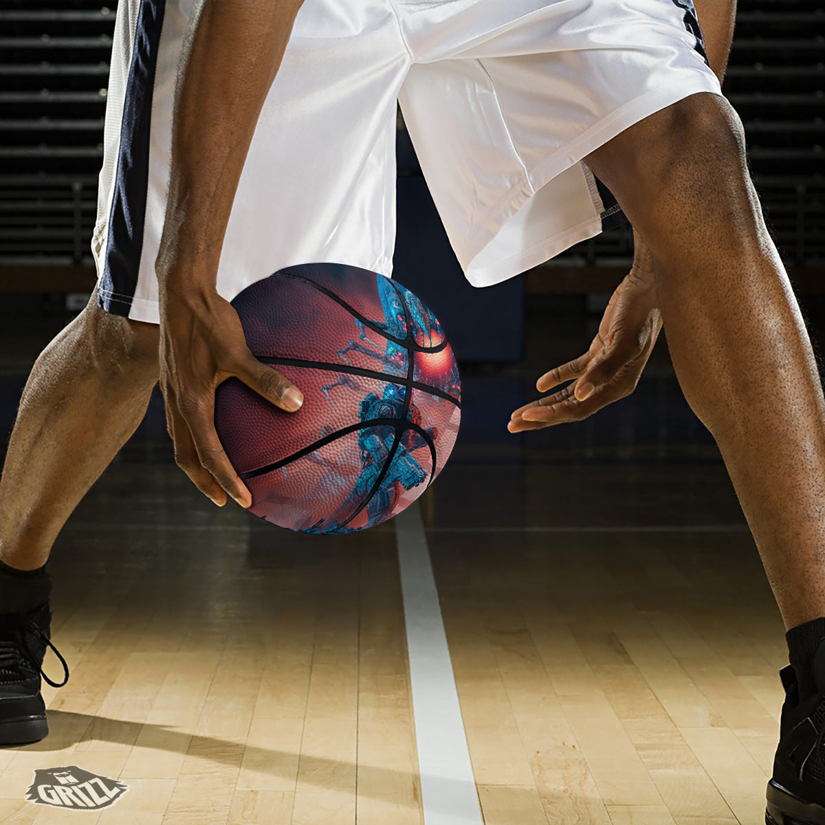 Hunting Alien Worm Print Basketball