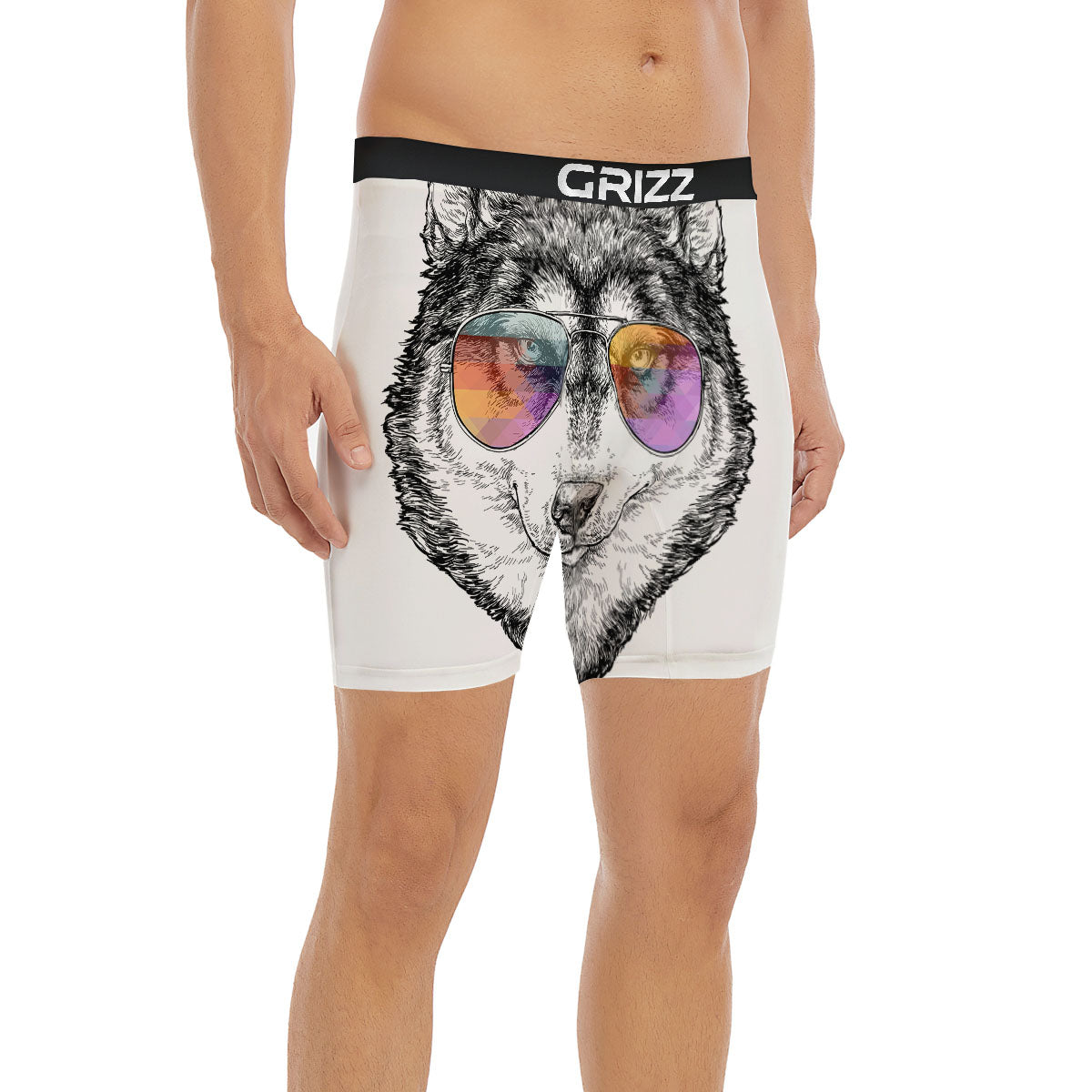 Husky Hippie Siberian Print Boxer Briefs-grizzshop