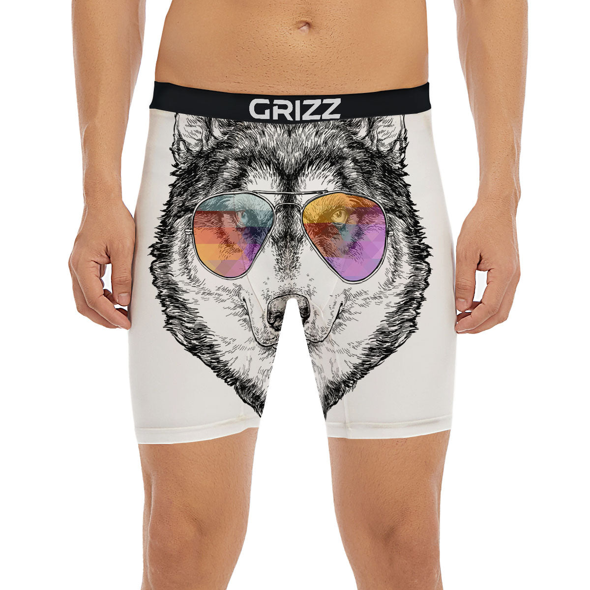Husky Hippie Siberian Print Boxer Briefs-grizzshop