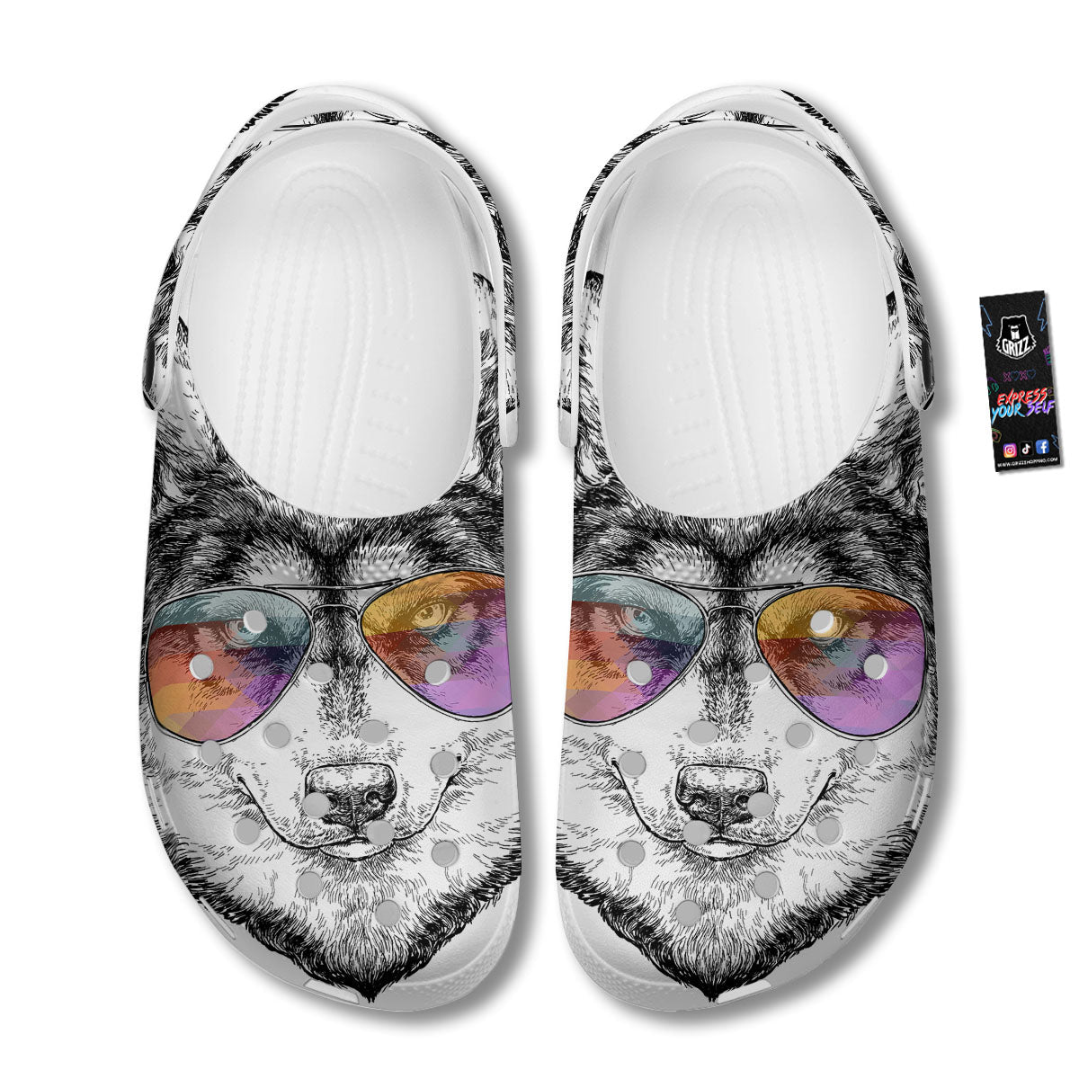 Husky Hippie Siberian Print Clog-grizzshop