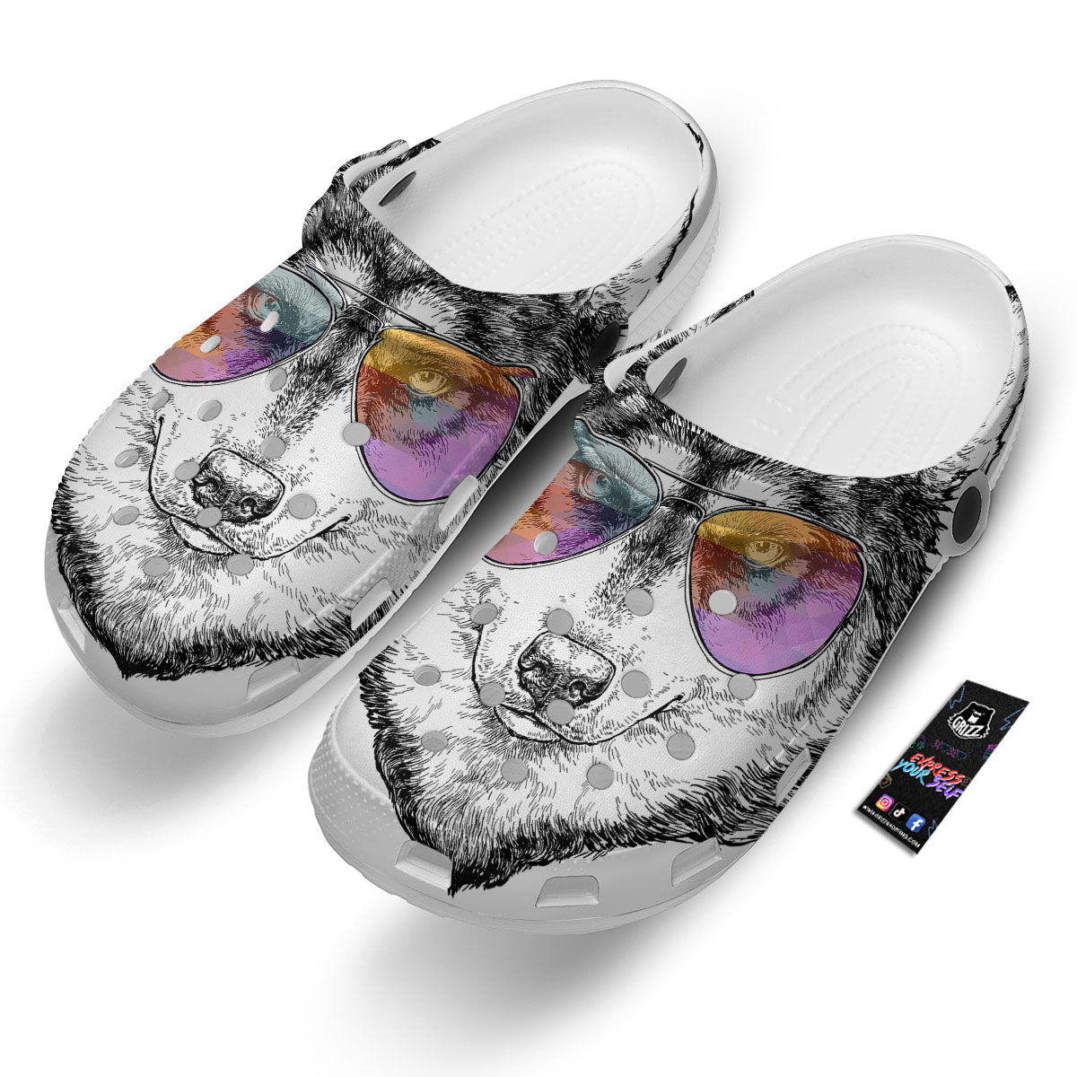 Husky Hippie Siberian Print Clog-grizzshop