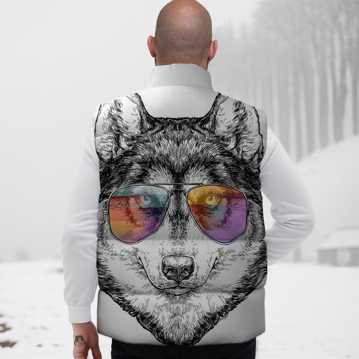 Husky Hippie Siberian Print Down Vest