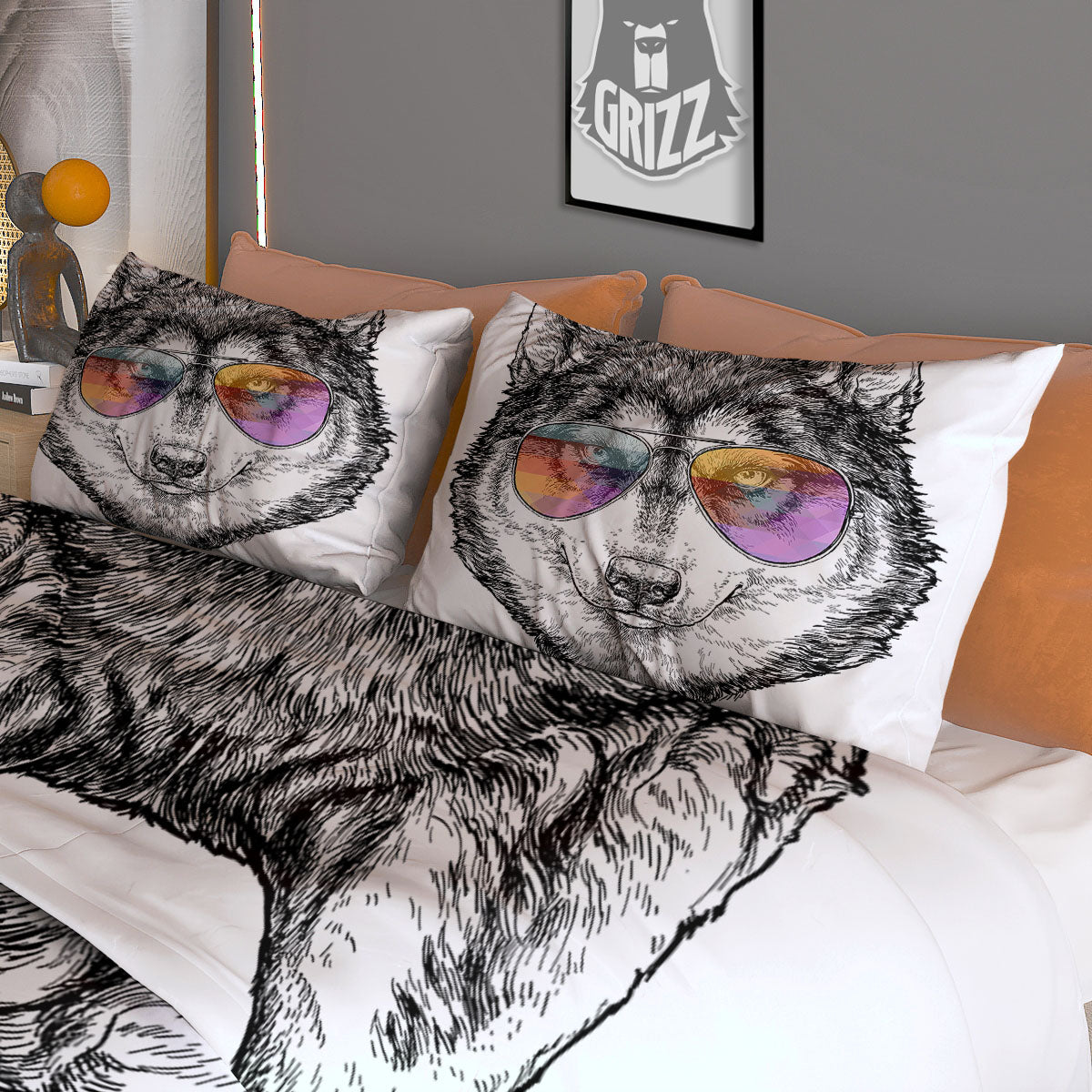 Husky Hippie Siberian Print Duvet Cover Bedding Set