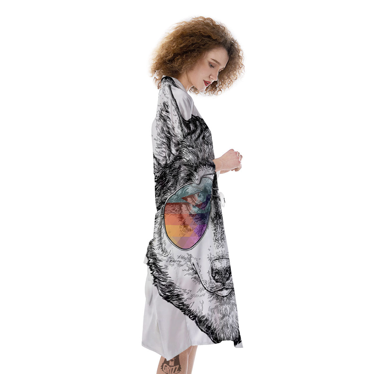 Husky Hippie Siberian Print Kimono-grizzshop