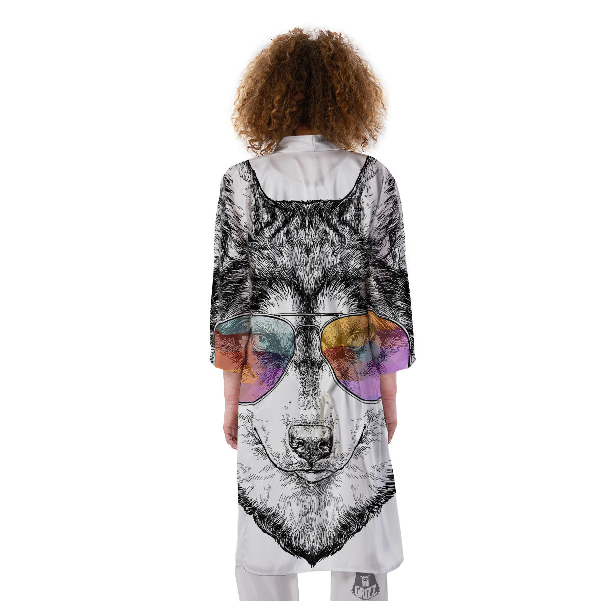 Husky Hippie Siberian Print Kimono-grizzshop