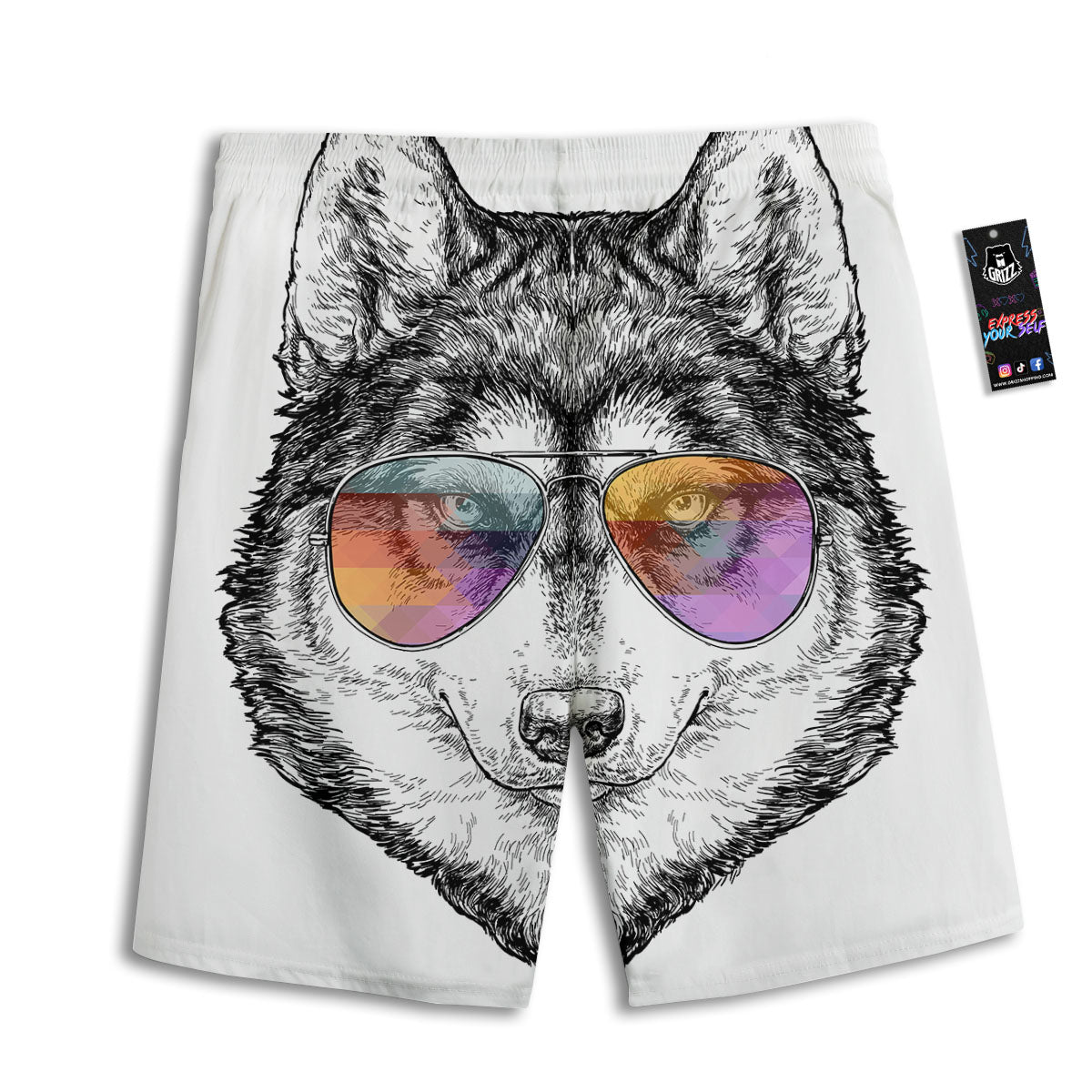 Husky Hippie Siberian Print Men's Athletic Shorts
