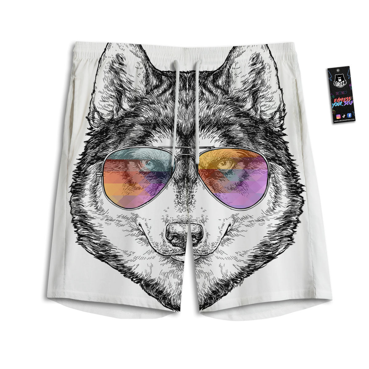 Husky Hippie Siberian Print Men's Athletic Shorts
