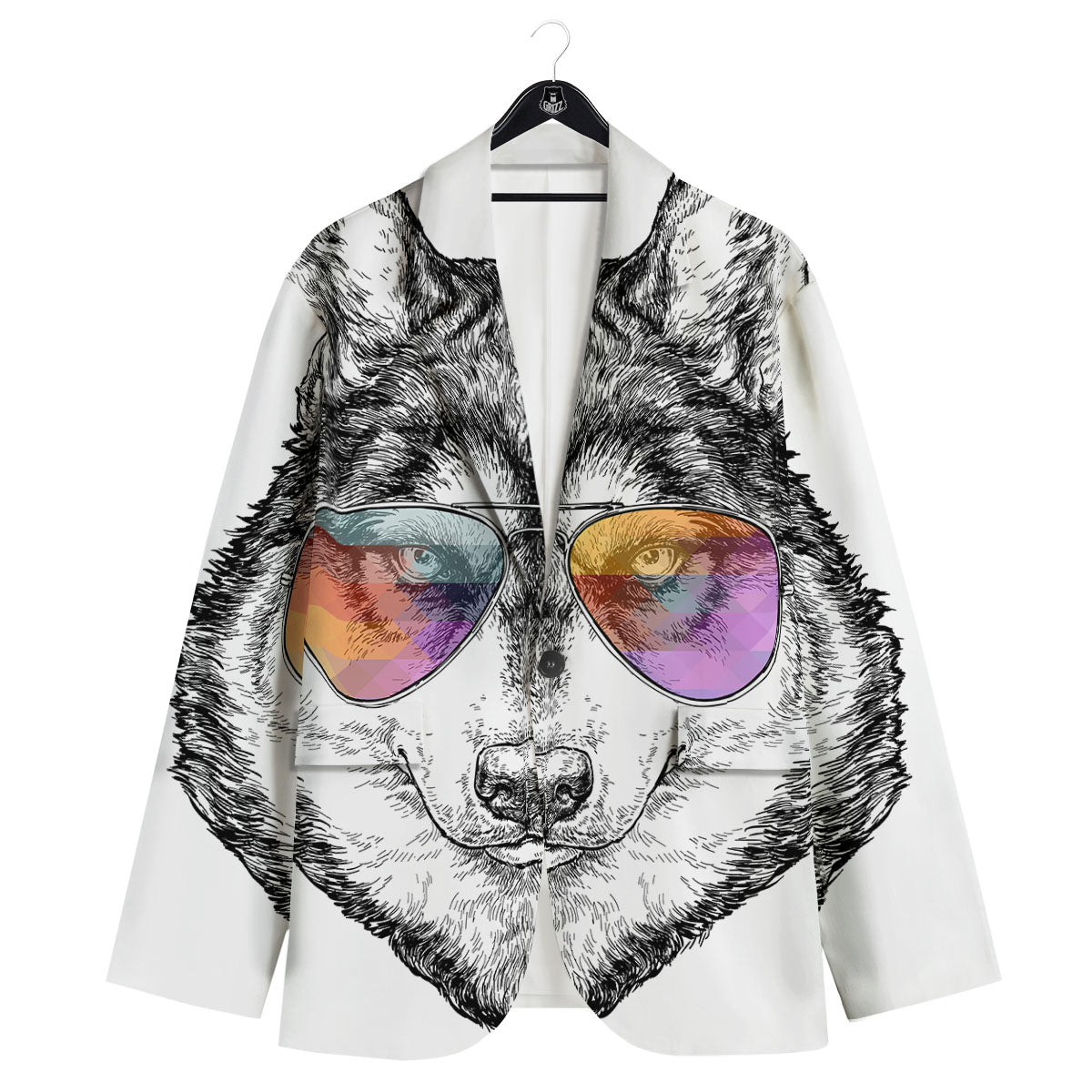 Husky Hippie Siberian Print Men's Sport Coat-grizzshop