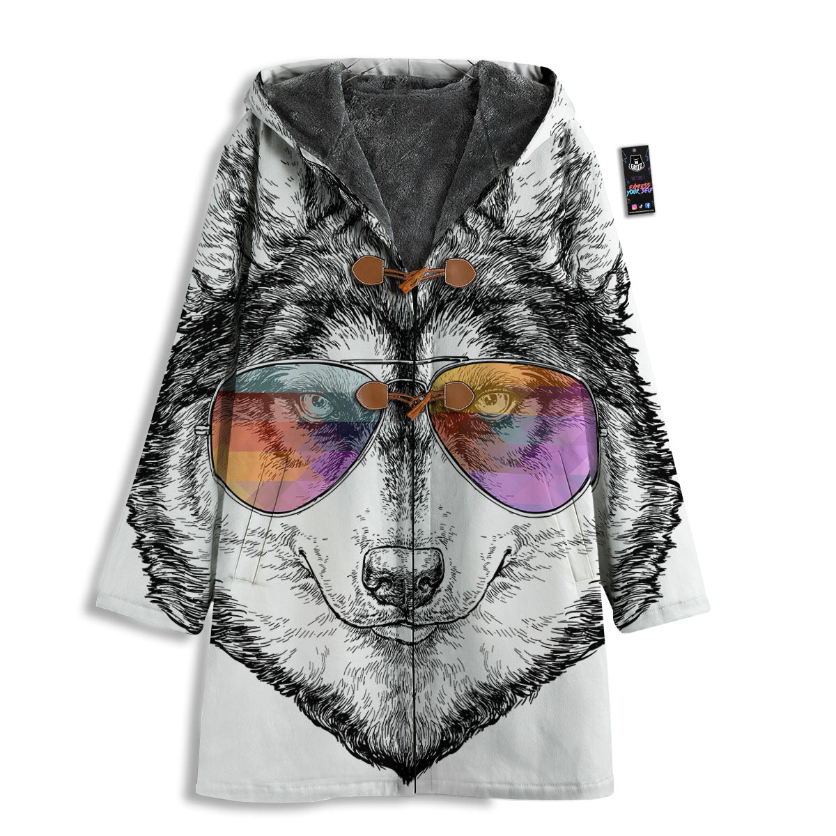 Husky Hippie Siberian Print Men's Windbreaker Jacket-grizzshop