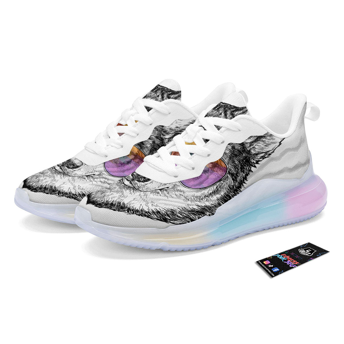Husky Hippie Siberian Print Running Sneakers-grizzshop