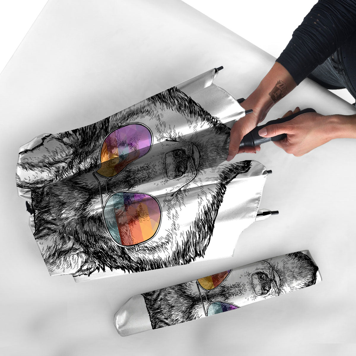 Husky Hippie Siberian Print Umbrella-grizzshop