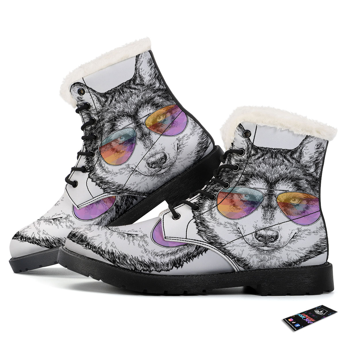 Husky Hippie Siberian Print Winter Boots-grizzshop