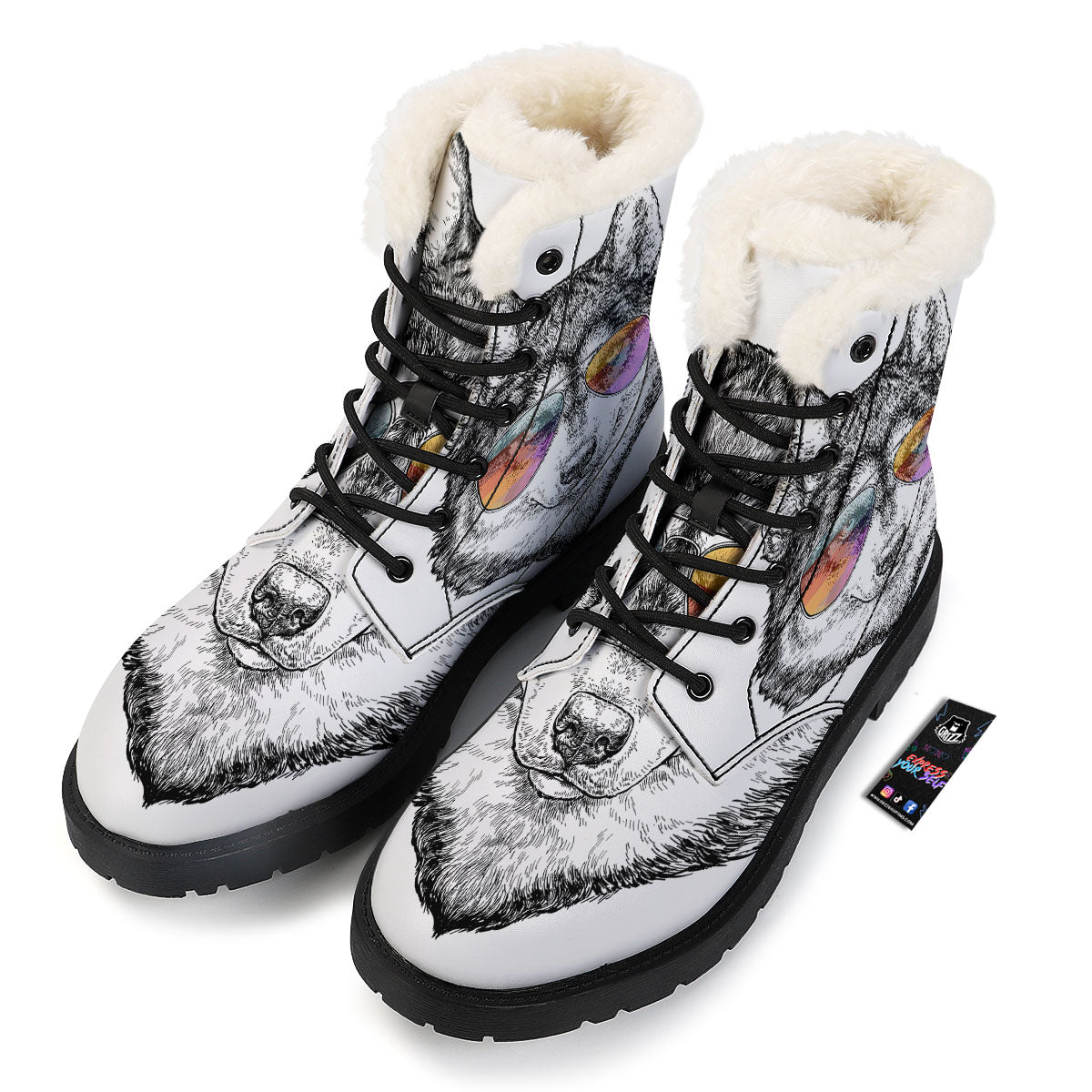 Husky Hippie Siberian Print Winter Boots-grizzshop