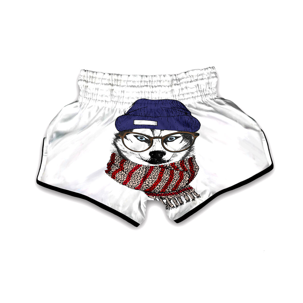 Husky Wearing Glasses Muay Thai Boxing Shorts-grizzshop