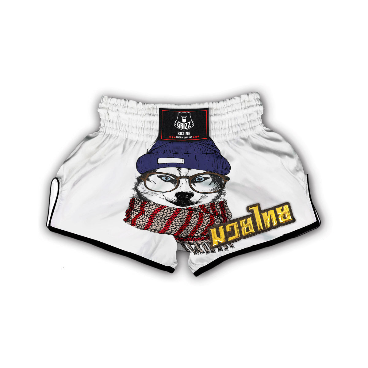 Husky Wearing Glasses Muay Thai Boxing Shorts-grizzshop